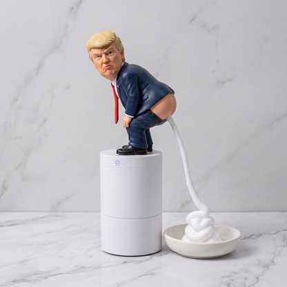Foam dispensing from the LATHER FORCE ONE topper into a ceramic soap dish